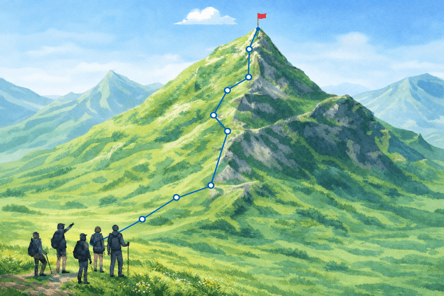 Illustration of a trail with waypoints